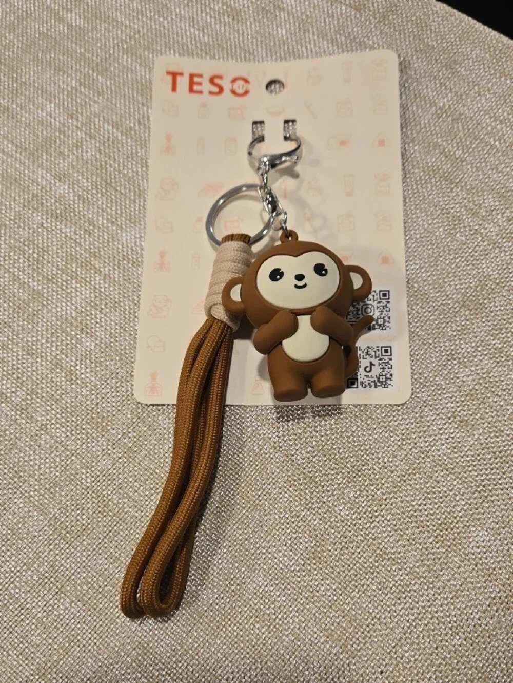 TESO Life Monkey PVC Rubber w/Corded Tassel Bag Charm/Key Chain NIB 6.5
